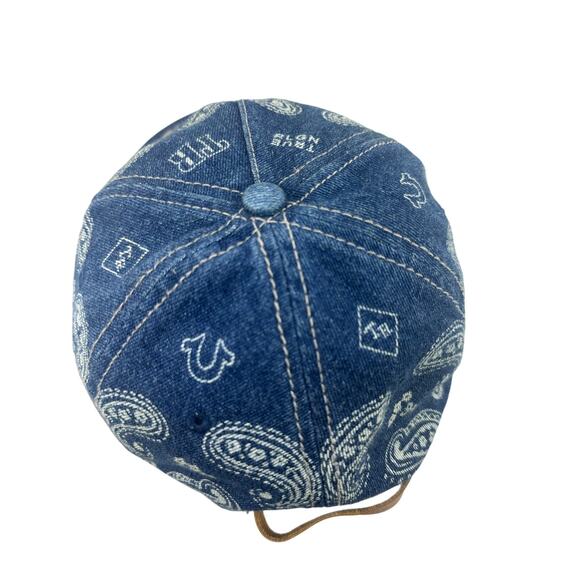 True Religion Blue Paisley Denim Hat Adjustable Strapback Hat - Picture 4 of 7